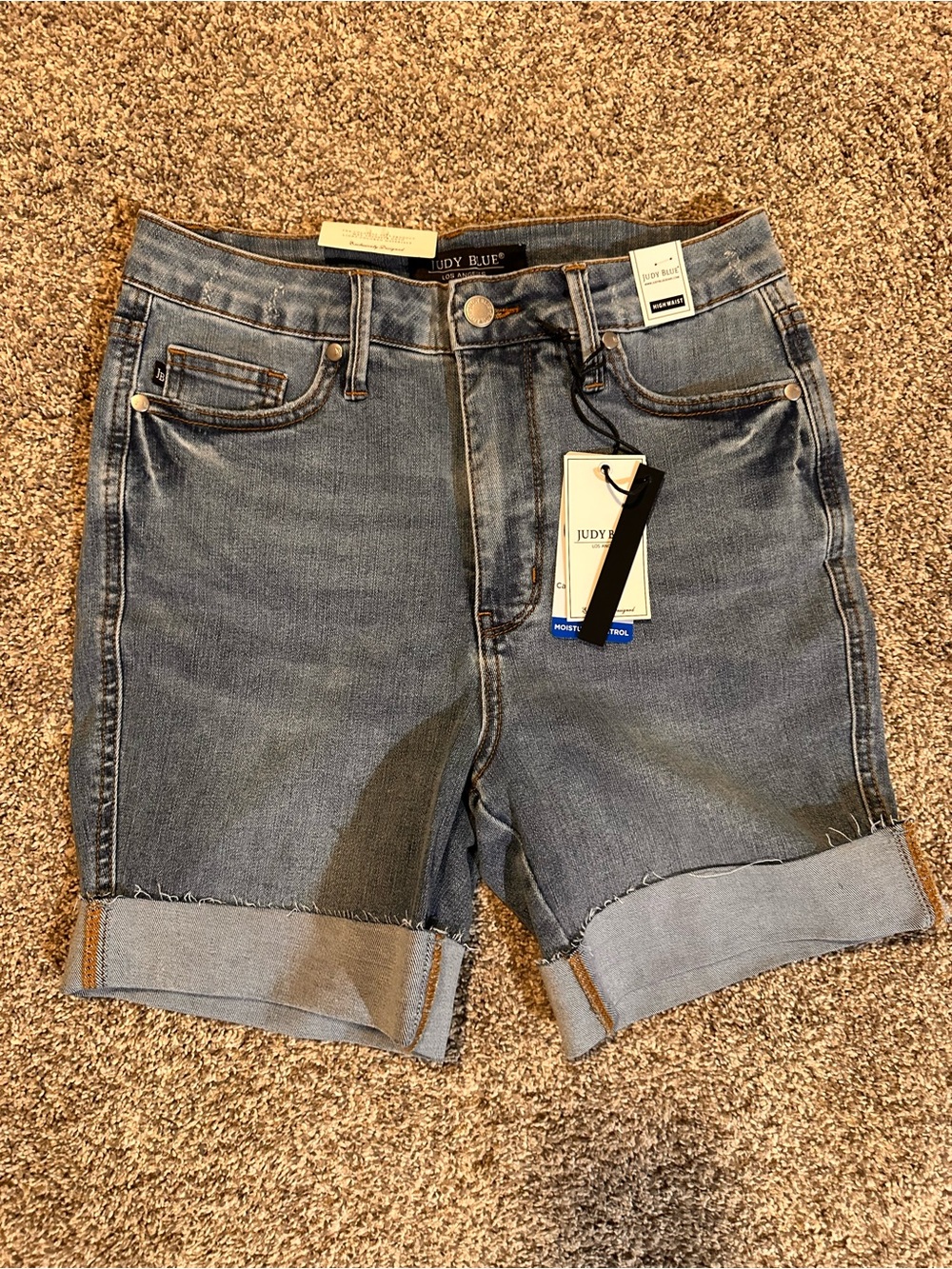 Judy Blue Light Blue High Waist Denim Shorts with Folded Hem